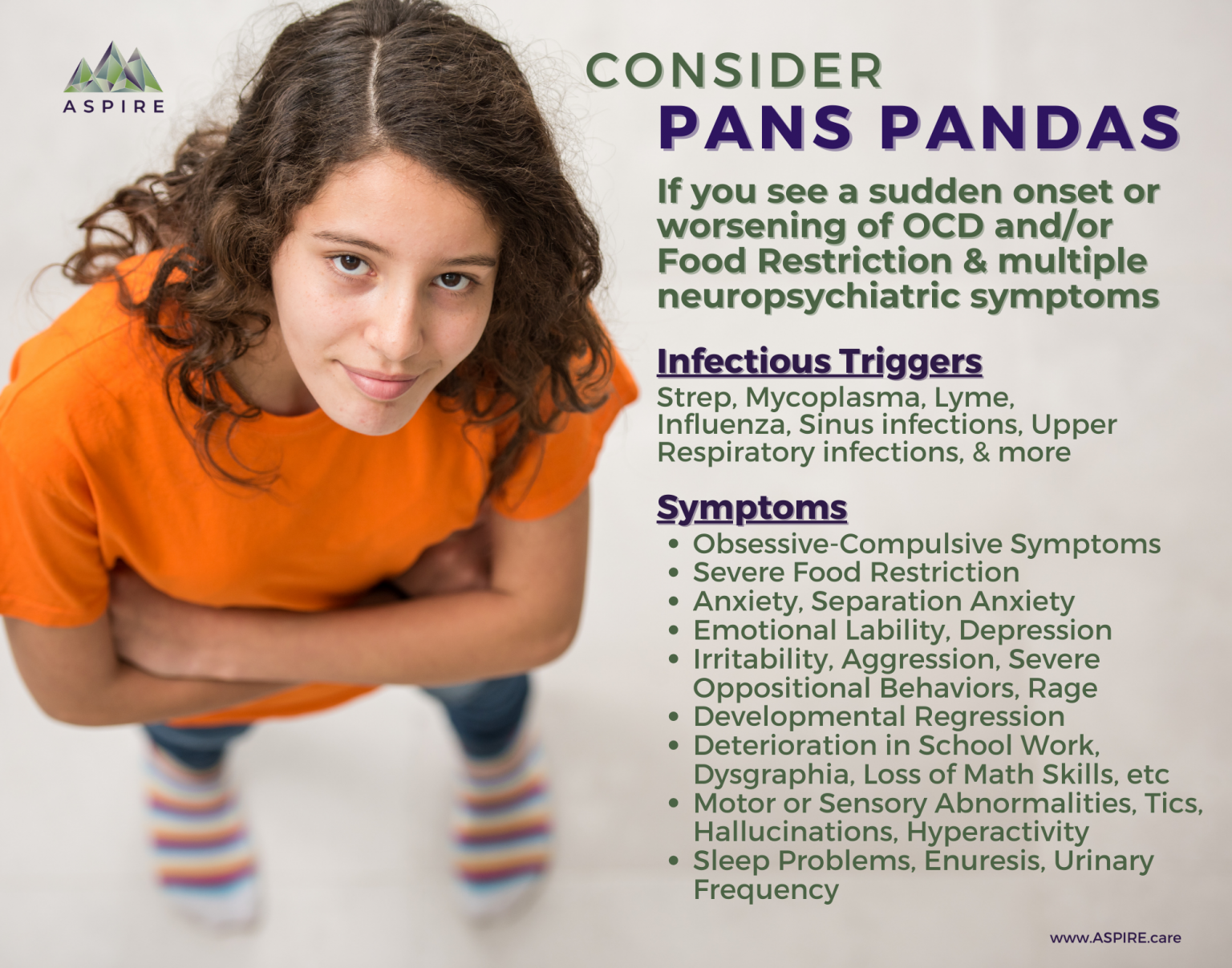 Flyer/Poster - Consider PANS PANDAS - Triggers & Symptoms - Aspire