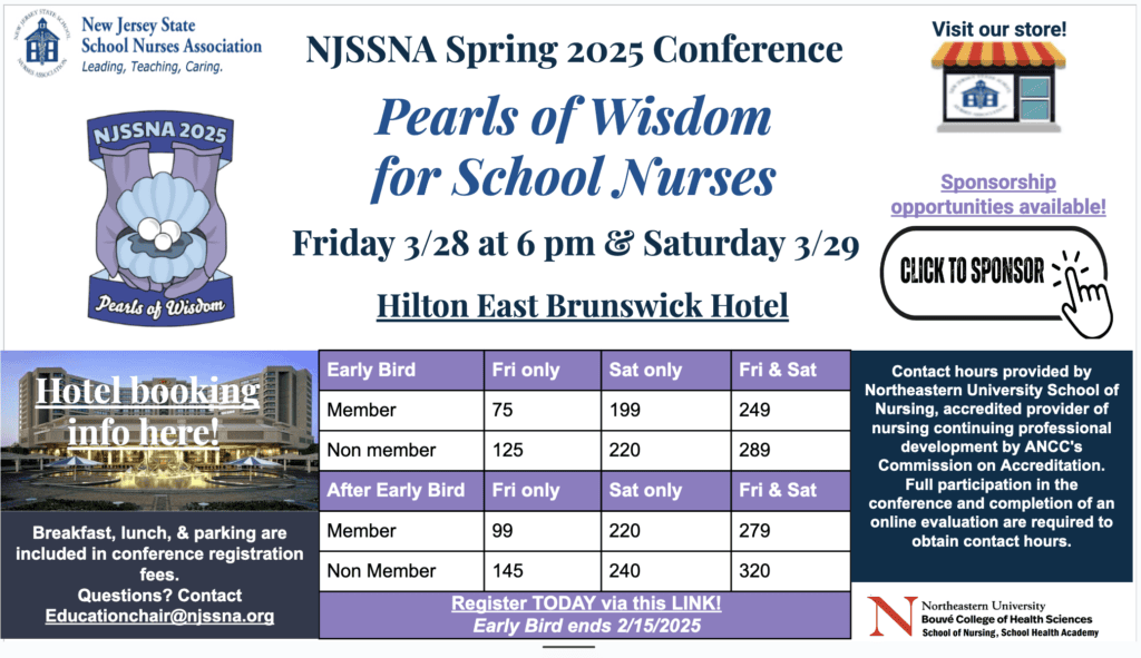NJSSNA Spring 2025 Conference Pearls of Wisdom for School Nurses