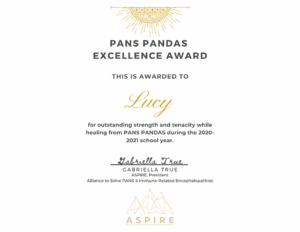 PANS PANDAS Excellence Award personalized aspire