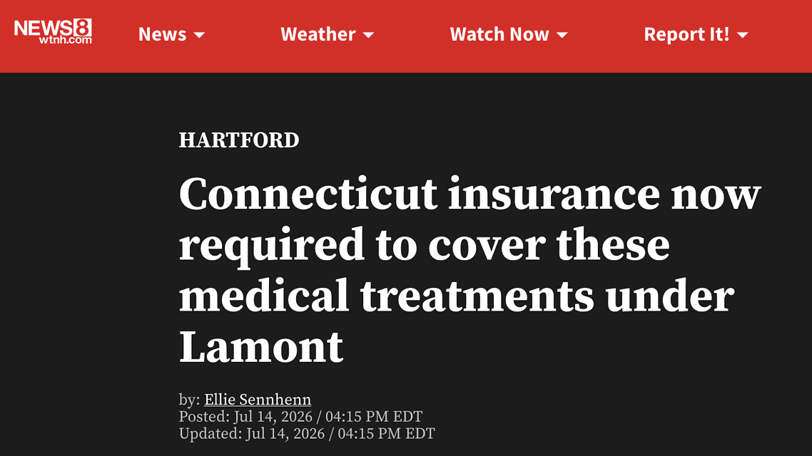 Connecticut insurance now required to cover these medical treatments under Lamont