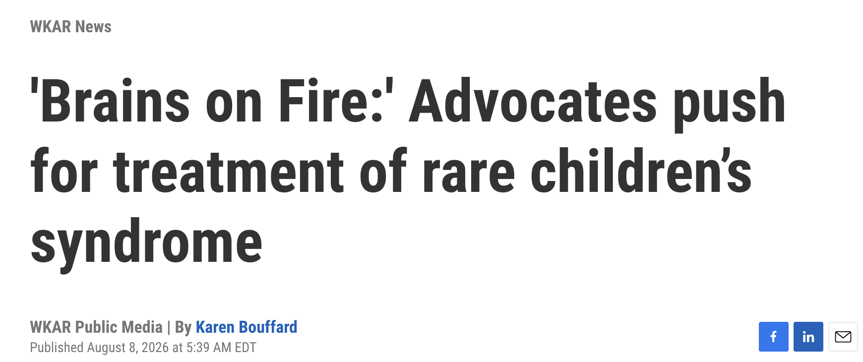 'Brains on Fire:' Advocates push for treatment of rare children’s syndrome