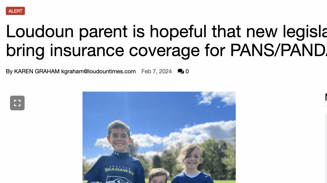 Loudoun parent is hopeful that new legislation will bring insurance coverage for PANS/PANDAS